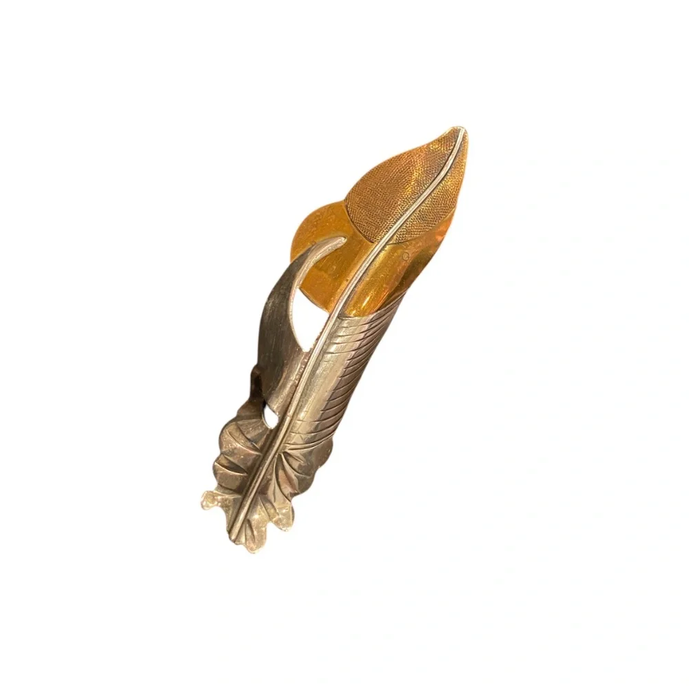 Vintage Artisan Sterling Silver Feather Pin Brooch Possibly By Grainger McKoy